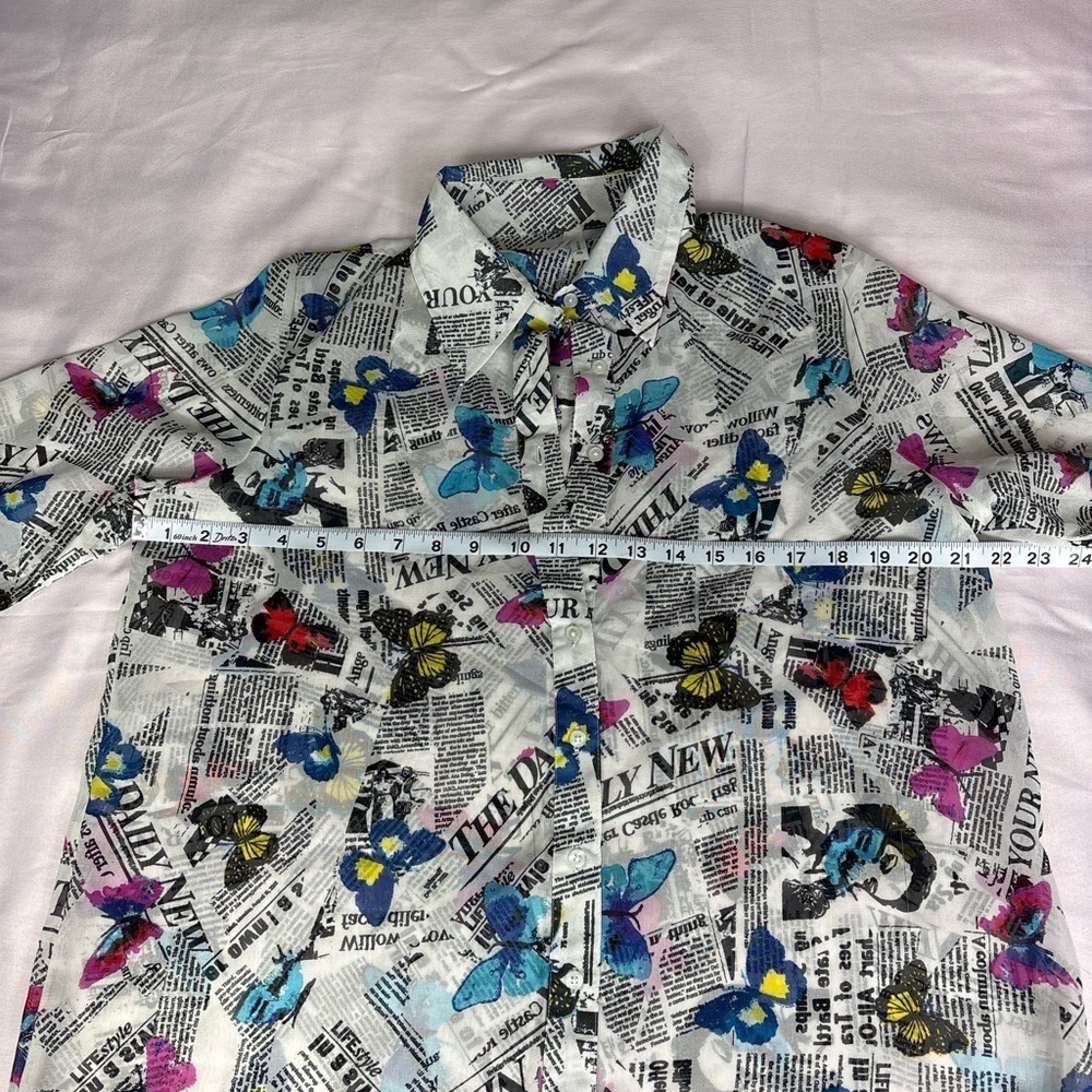 Colorful Newspaper Print Shirt - Picture 5 of 8